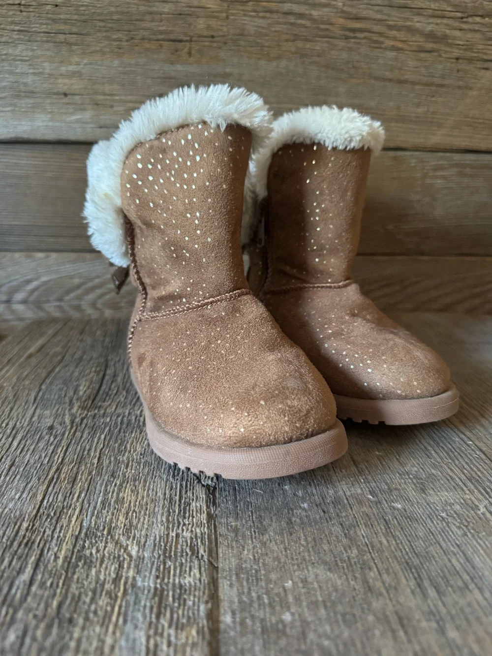 Jumping Beans Brown speckled kids faux-suede boots